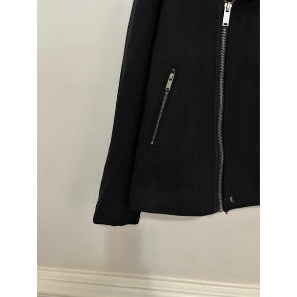 Asos Mens Jacket Coat Moto Full Zip Quilted Black Size Medium Wool Blend NWT - Picture 9 of 9